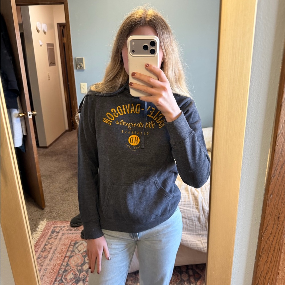 Harley-Davidson Charcoal Hoodie with Yellow Logo